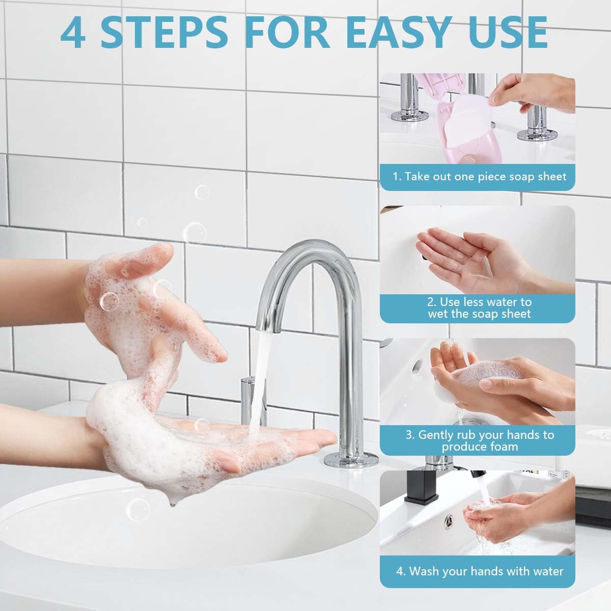 Kiseer 3 Boxs (150 Sheets) Mini Portable Travel Soap Paper Sheets Disposable Hand Washing Bath Scented Paper Soap For Outdoor, C