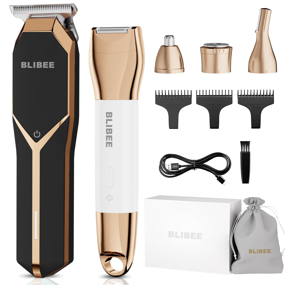 Blibee Groin Hair Trimmer For Men ,Waterproof Electric Shaver And 4 In 1 Mens Grooming Set, Deluxe Body Shaver Groomer, Wet/Dry