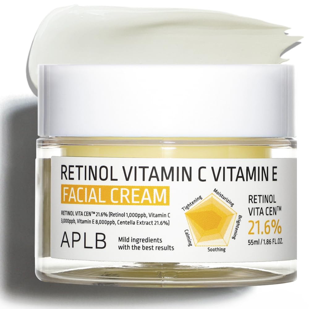 APLB Retinol Vitamin C Vitamin E Facial Cream | RETINOL VITA CEN 21.6% 1.86 FL.OZ/Korean Skincare, Deep hydration, Retinol, Revi