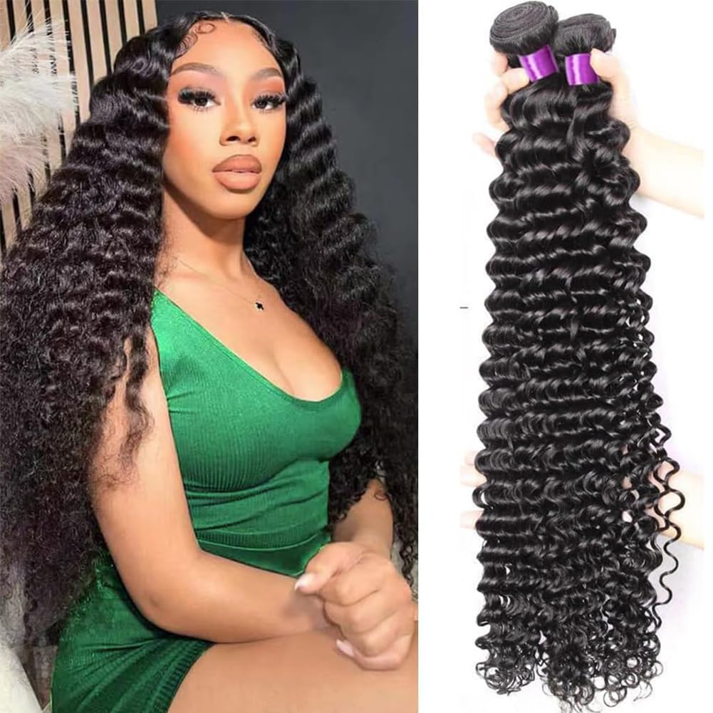 Deep Wave Bundles 100% Unprocessed Brazilian Virgin Remy Hair Bundles Wet and Wavy Remy Deep Curly Weave Hair Human 3 Bundles Ha