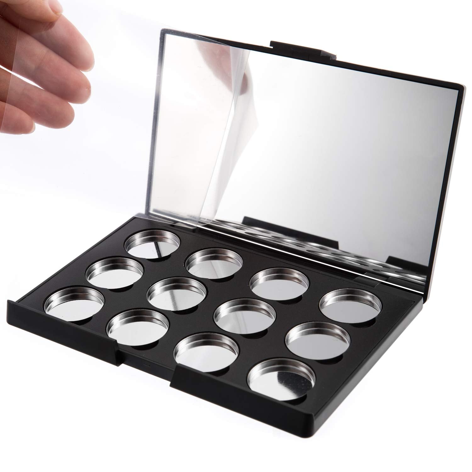 Allwon Magnetic Eyeshadow Palette with Mirror, 12 Pcs 26mm Metal Pans, 5.9x3.9 Inch, Model AW897, Plastic