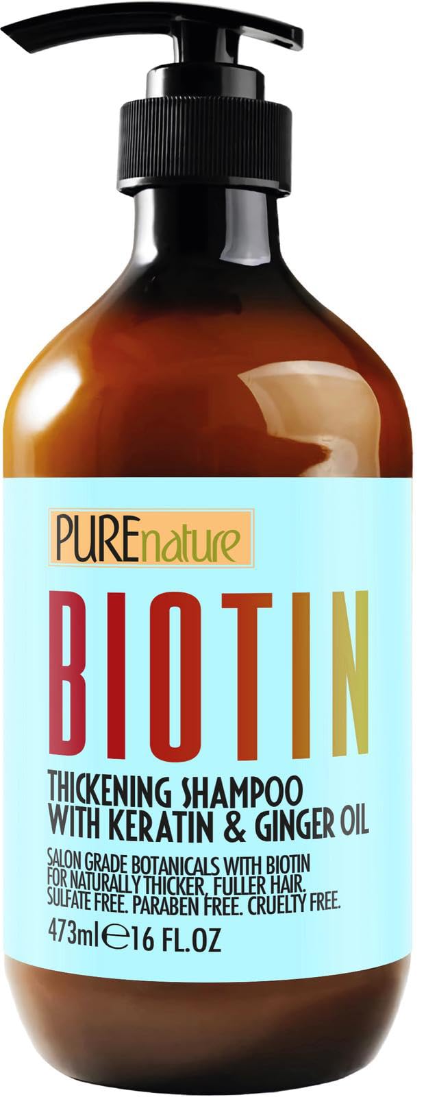 Biotin Shampoo - Sulfate Free Strengthening and Volumizing Shampoo for Thinning and Fine Hair - Professional Salon Thickening, V