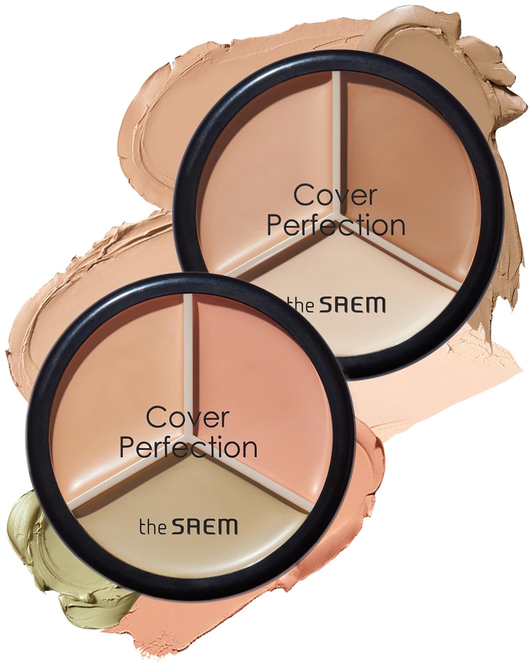 Thesaem Cover Perfection Triple Pot Concealer 01 Correct Beige + 02 Contour Beige - 3 Color Concealer For Medium & Natural Tone