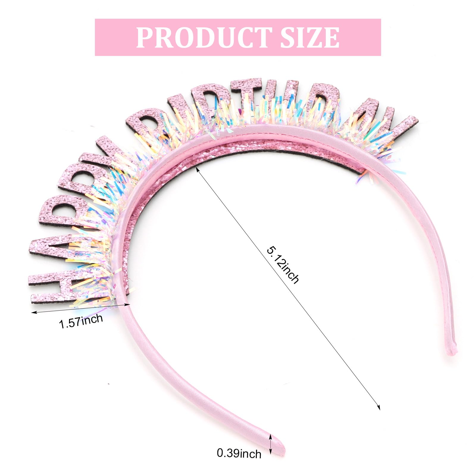 Cieher Birthday Tiara, Birthday Headband For Women And Girls, Happy Birthday Decorations And Gifts - Pink