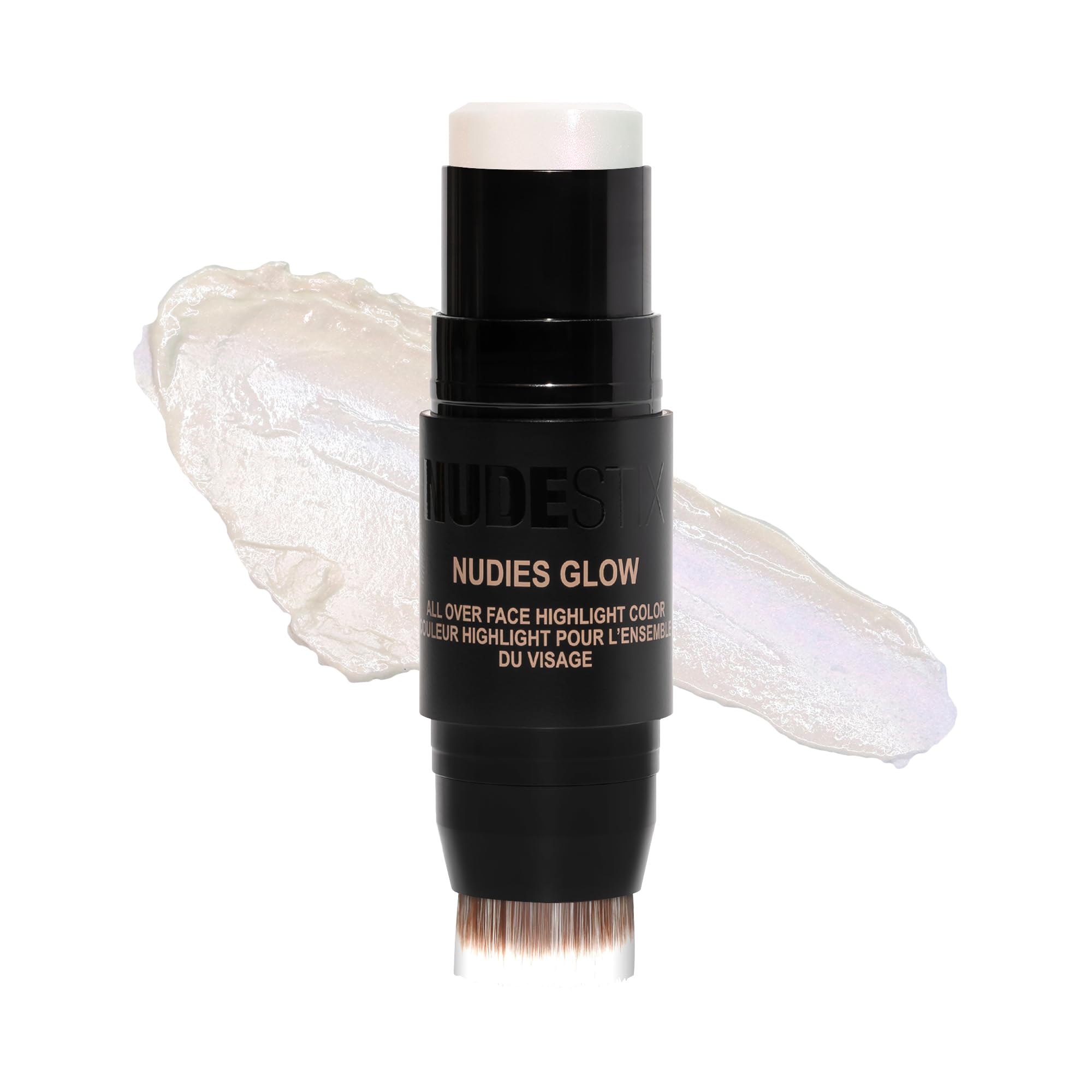 Nudestix Nudies Glow Cream Highlighter Bronze + Glow 3-in-1 All Over Face Colour for Eyes, Cheeks, Lips w/Blending Brush (Illumi