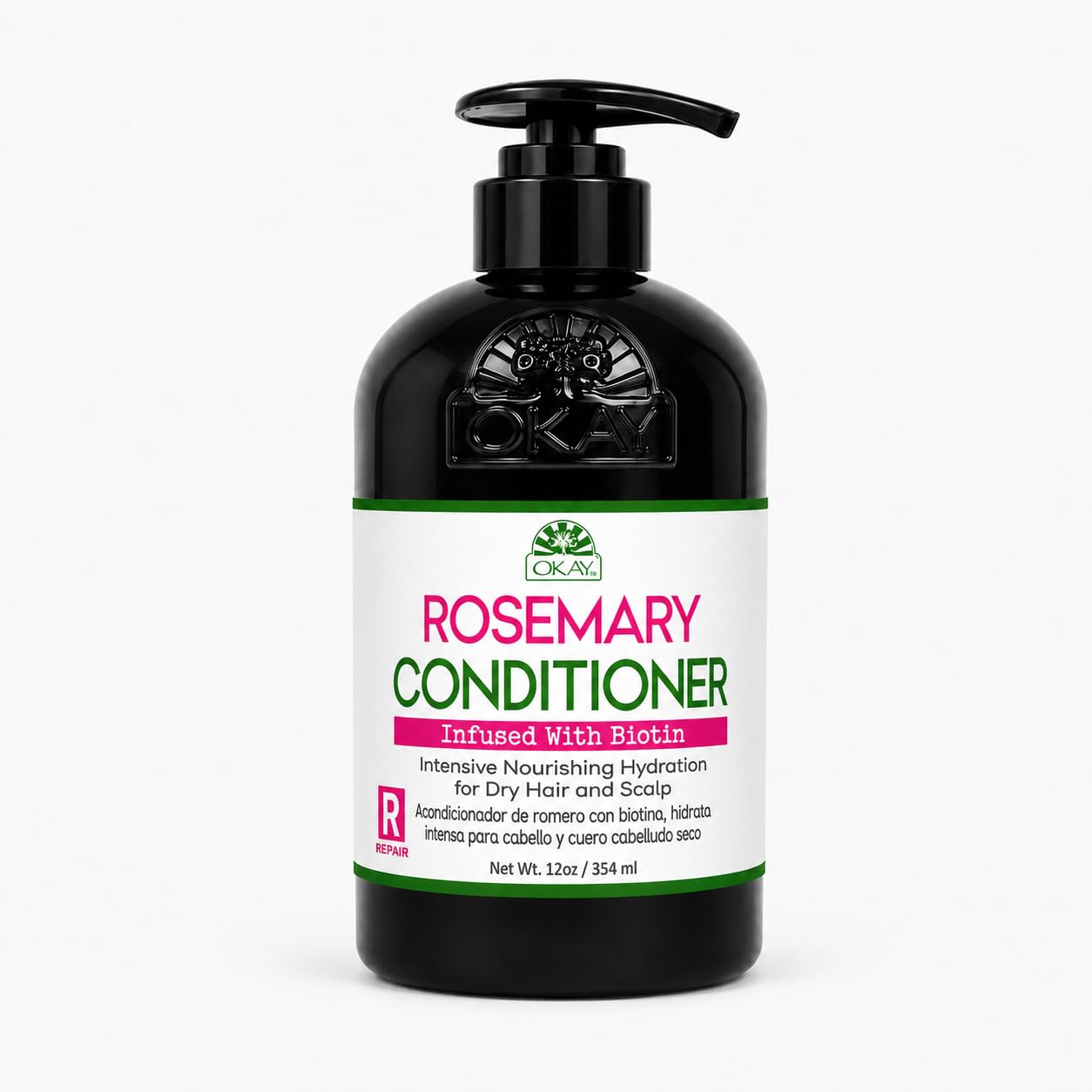 OKAY Pure Naturals Rosemary Conditioner with Biotin 12 oz, Hair Growth Conditioner for Women & Men, Moisturizes Dry Damaged Hair