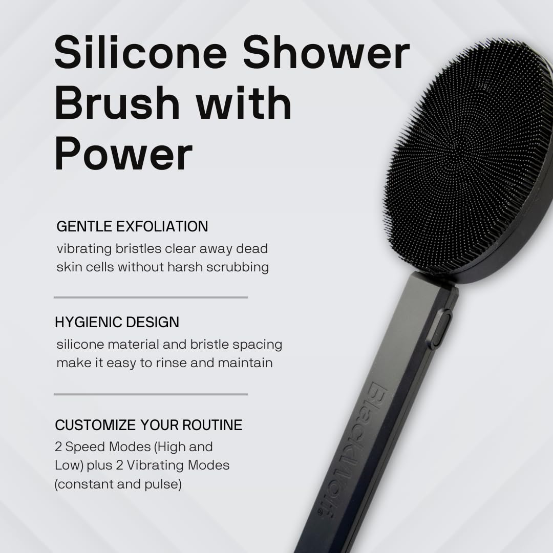 Black Wolf Vibrating Face And Body Brush, Sonic Scrubber Pro - Water Resistant, 4 Settings, 2 Speeds & 2 Modes, Massage Brush Wi