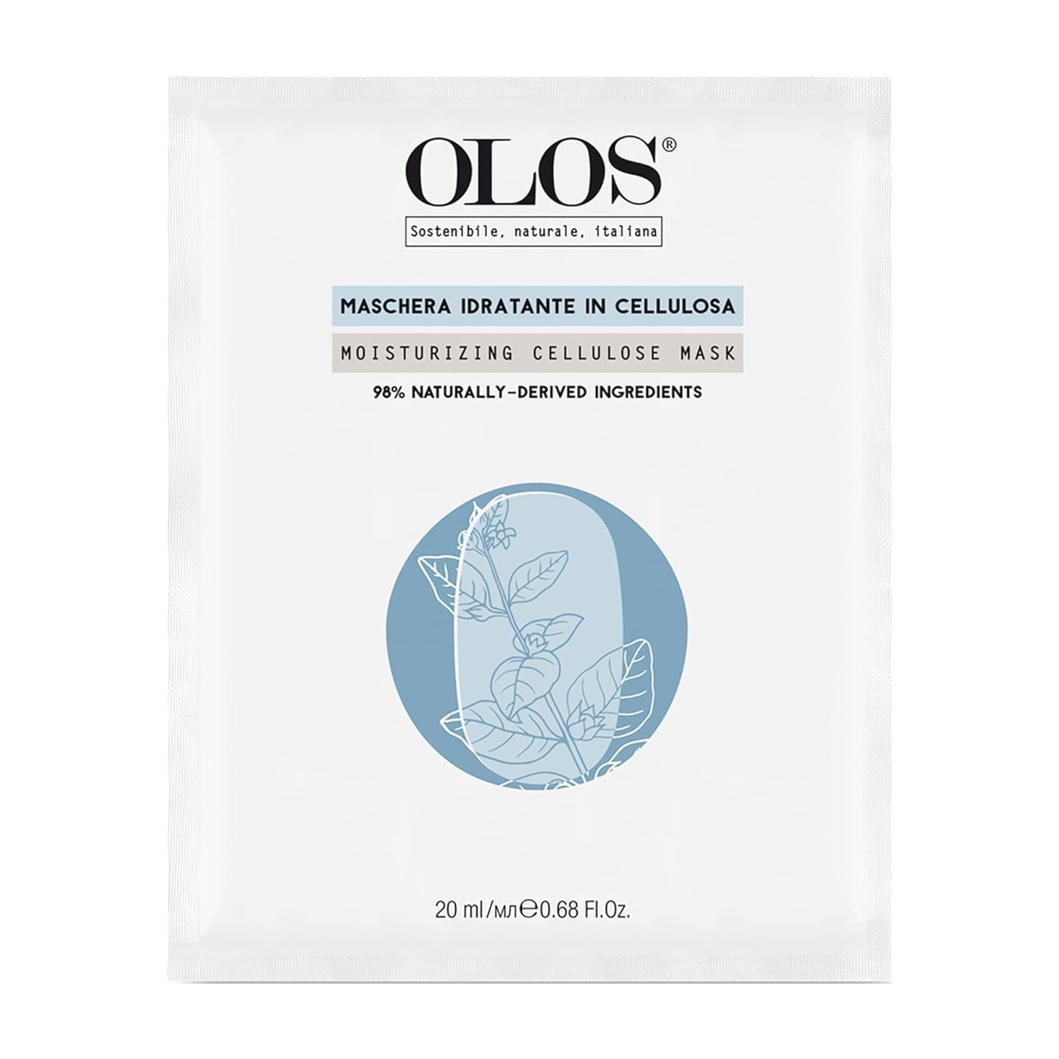 Olos Moisturizing Cellulose Mask, 0.67 Oz - Sheet Masks With Indian Ginseng, Hyper-Fermented Aloe - Antioxidant, Protective And