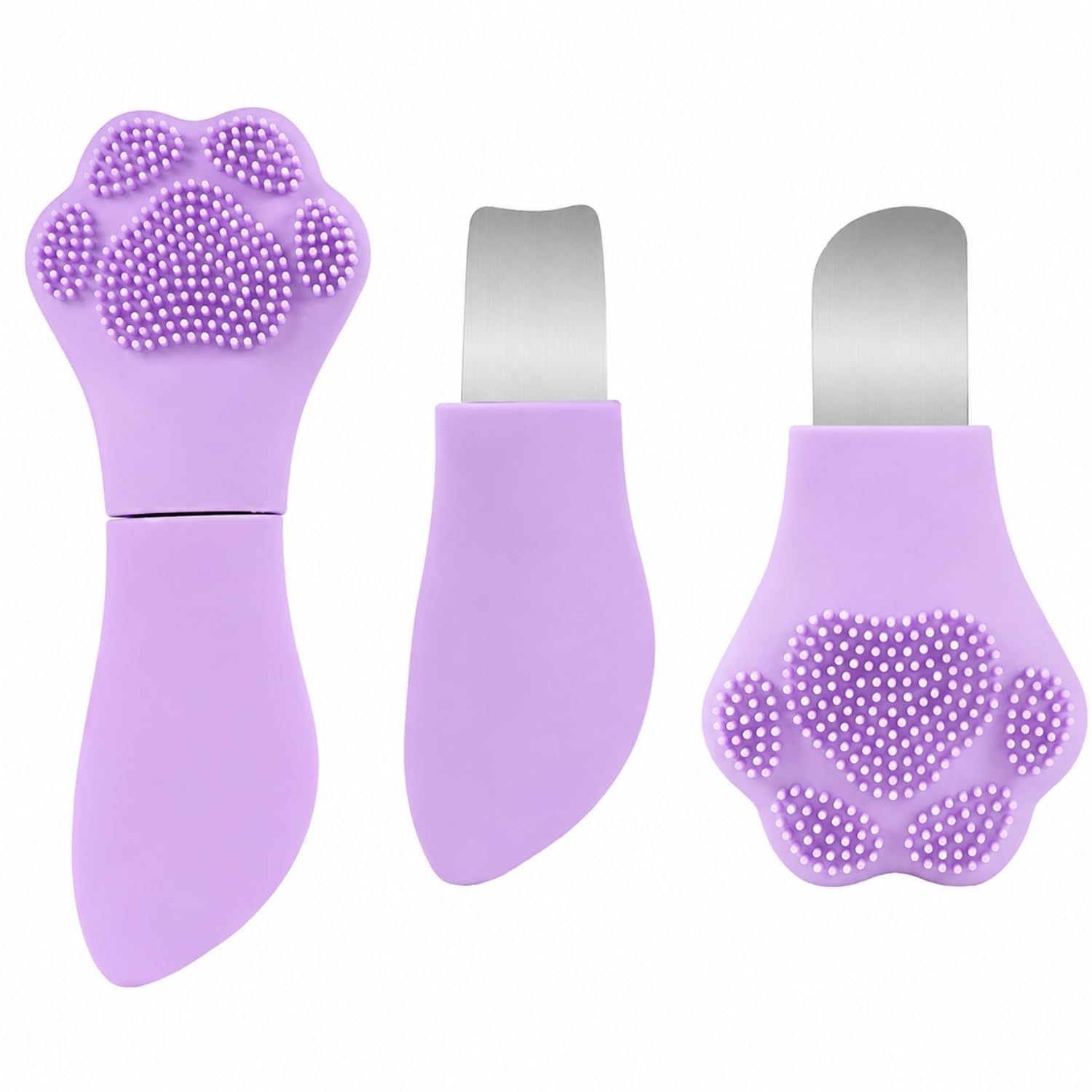 Rasoiware Blackhead Remover Tool For Face And Nose, 2 In 1 Silicone Cleansing Brush Stainless Steel Scraper Spatula, Mask Applic