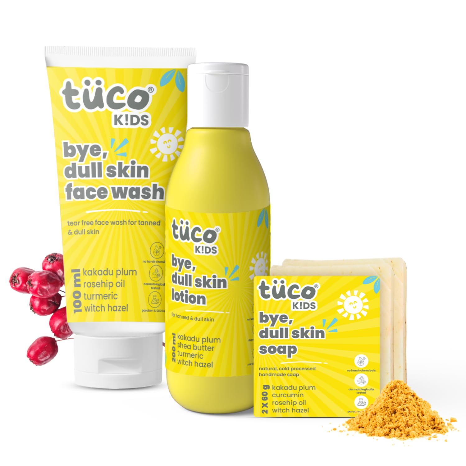 Tuco Kids Dull Skin Soap (60 Gm X 2), Face Wash (100 Ml) & Dull Skin Body Lotion (200 Ml) | Safe For Kids Ages 2-5, 4-10, 10-15 
