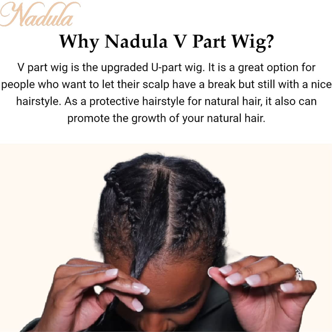 Nadula Kinky Curly V Part Wig 16 Inch Human Hair Glueless 150% Density for Women