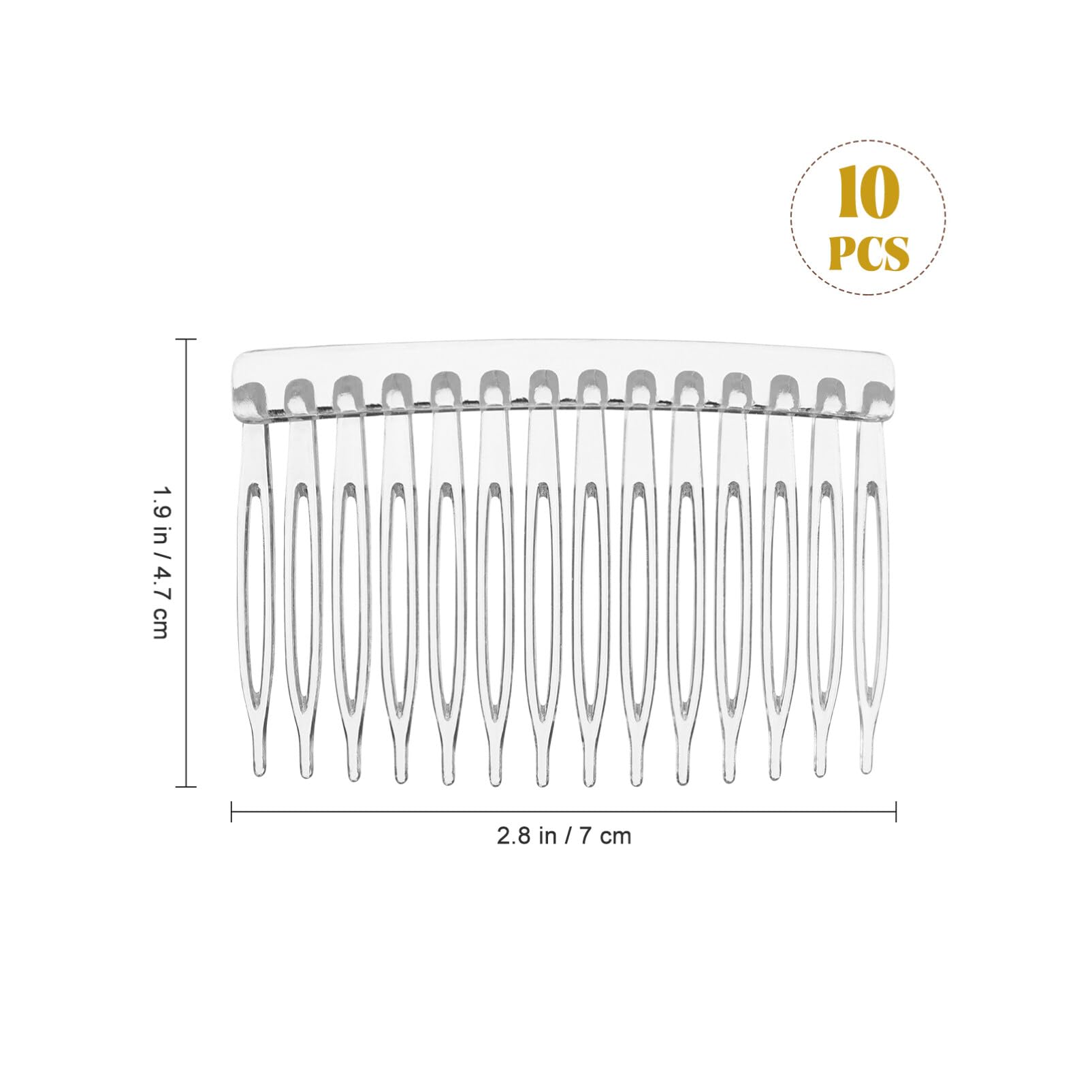 Uonlytech 10pcs 14 Teeth Plastic Hair Side Combs, Small French Teeth Hair Combs Hair Clip Combs Clear Barrettes Bun Holder for W