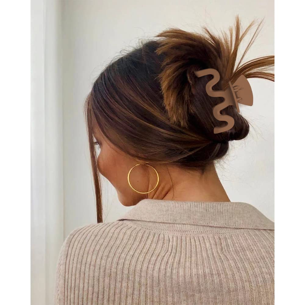 Bmobuo Hair Clips 4Pcs Wavy Neutral Hair Clips Hair Claw Clips 3.5'' Matte Hair Clips Claw Clips For Thick Hair Clips For Thin H