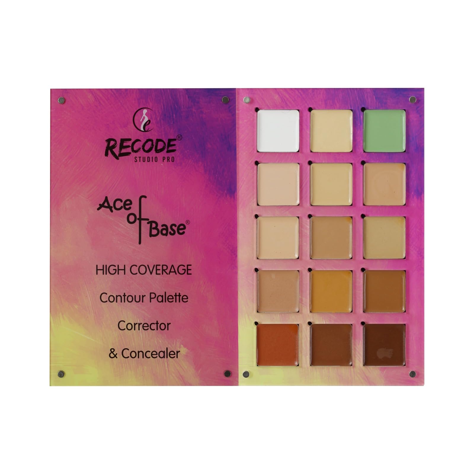 Recode Beauty Concealer, Colour Corrector & Contour Palette Powder Full Coverage For All Skin Type, Erases Dark Circles, Matte U