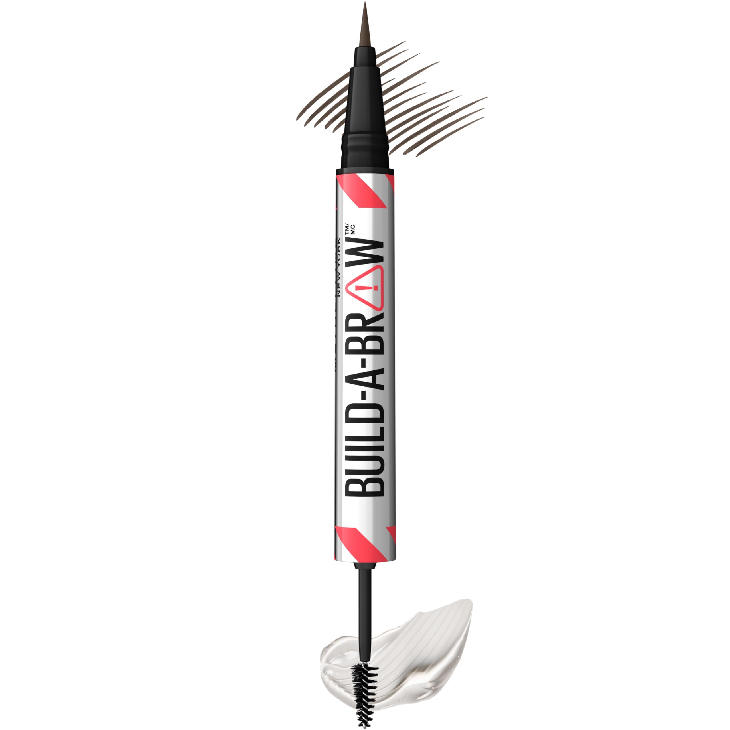 Maybelline BuildABrow 2in1 Brow Pen and Sealing Brow Gel, Eyebrow Makeup for RealLooking, Fuller Eyebrows, Black Brown, 1 C