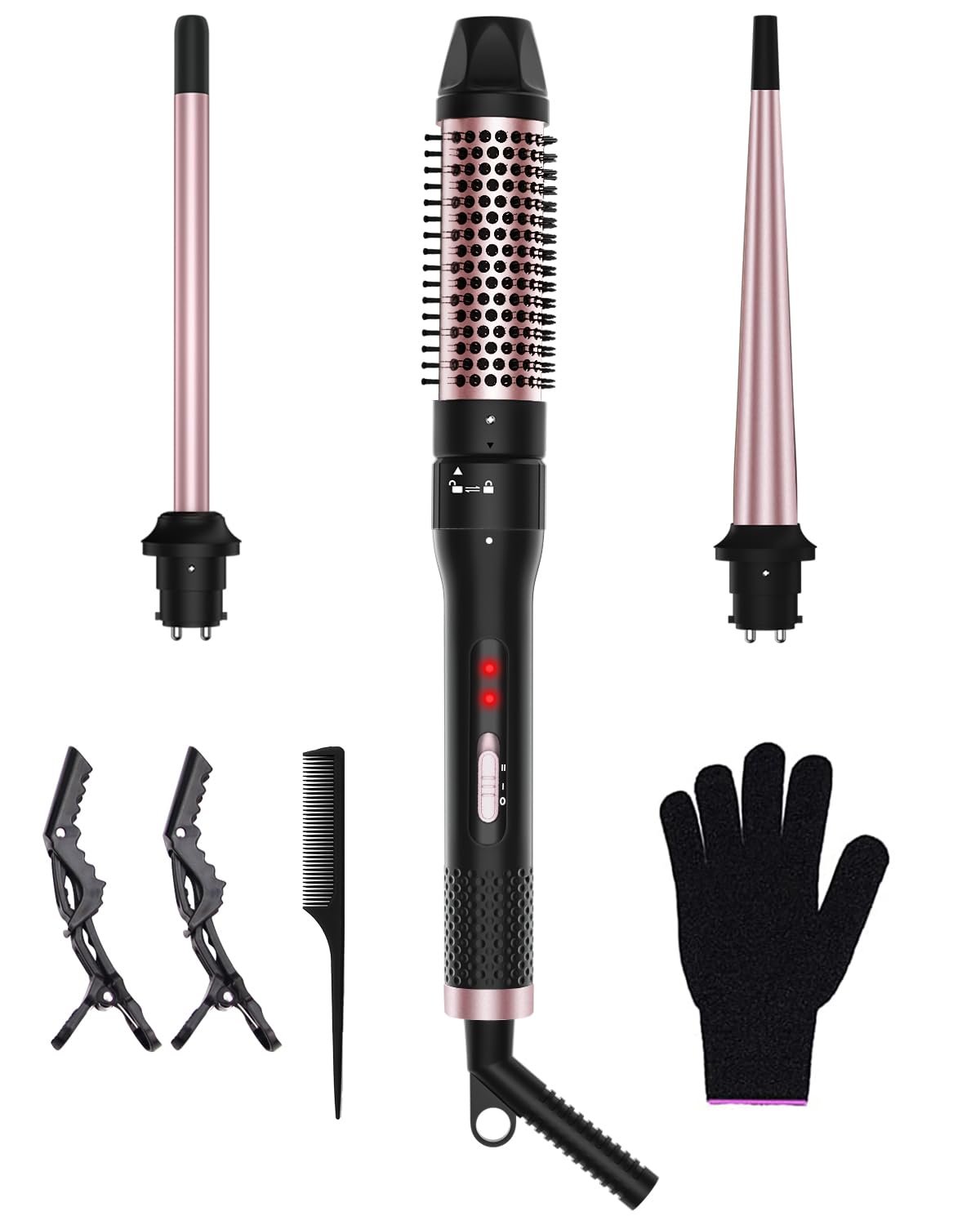 3 in 1 Curling Iron, Curling Wand Set with Curling Brush 3 Interchangeable Ceramic Curling Wand(0.5   -1.5   ), Dual Voltage 30s