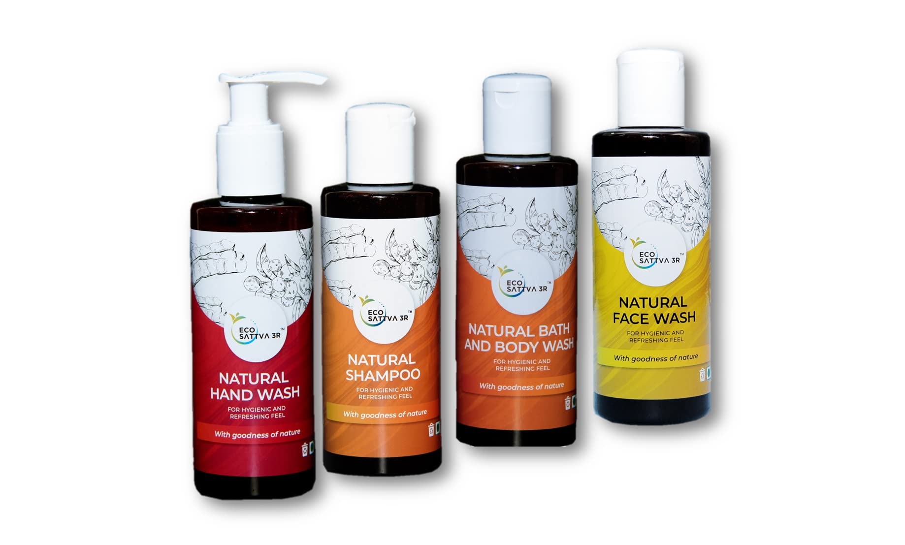 Brics Ecoswachh 3R Household Care Cleaners Bathroom Essential Combo With Bath & Body Wash, Face Wash, Hand Wash, And Shampoo 200