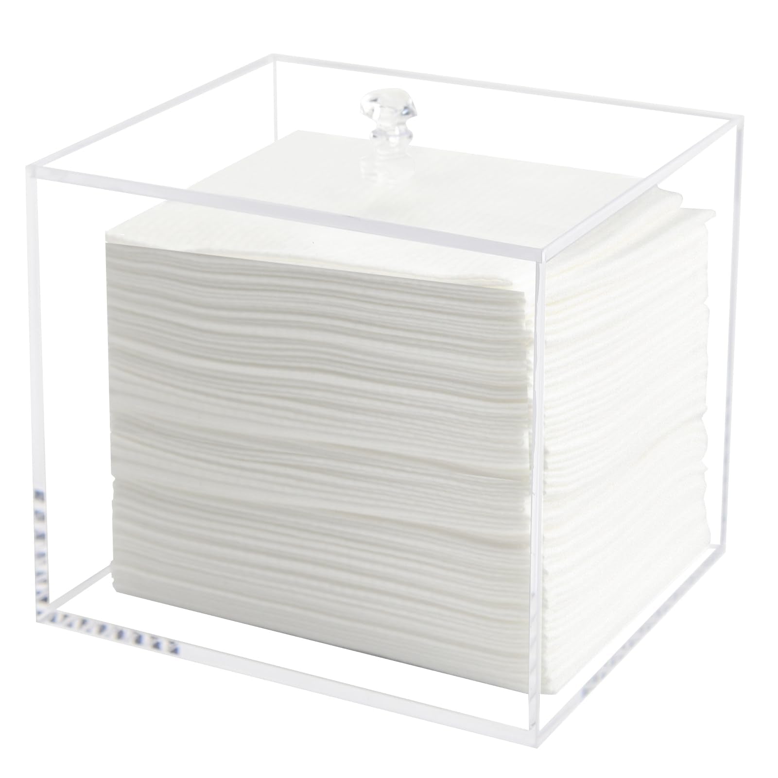 Disposable Face Towel Holder, Acrylic Facial Towelettes Container, Box Compatible with XL Face Towels, Clear