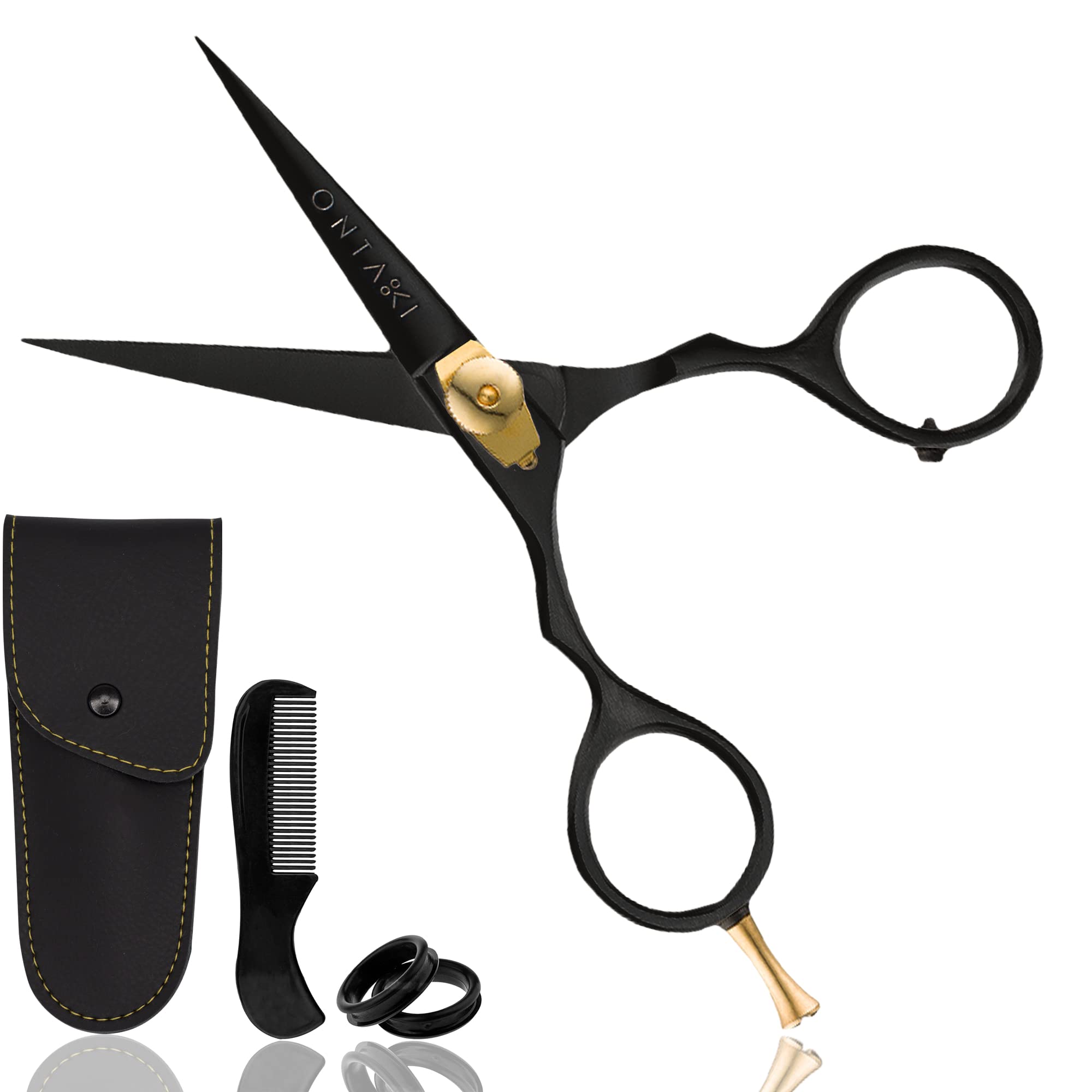 ONTAKI 5.5'' Professional Japanese Steel Beard Mustache Scissors Salon Shears - Hand Forged Barber Scissors For Men Precision -
