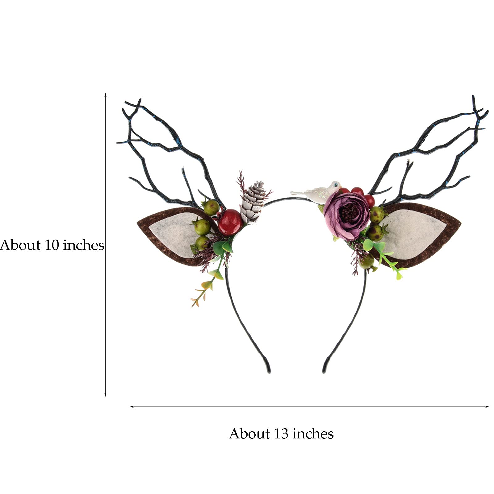 Toecwegr Christmas Reindeer Antlers Headband Hair Clips Hair Hoop Girl Holiday Beauty Headdress (Headband Antlers)