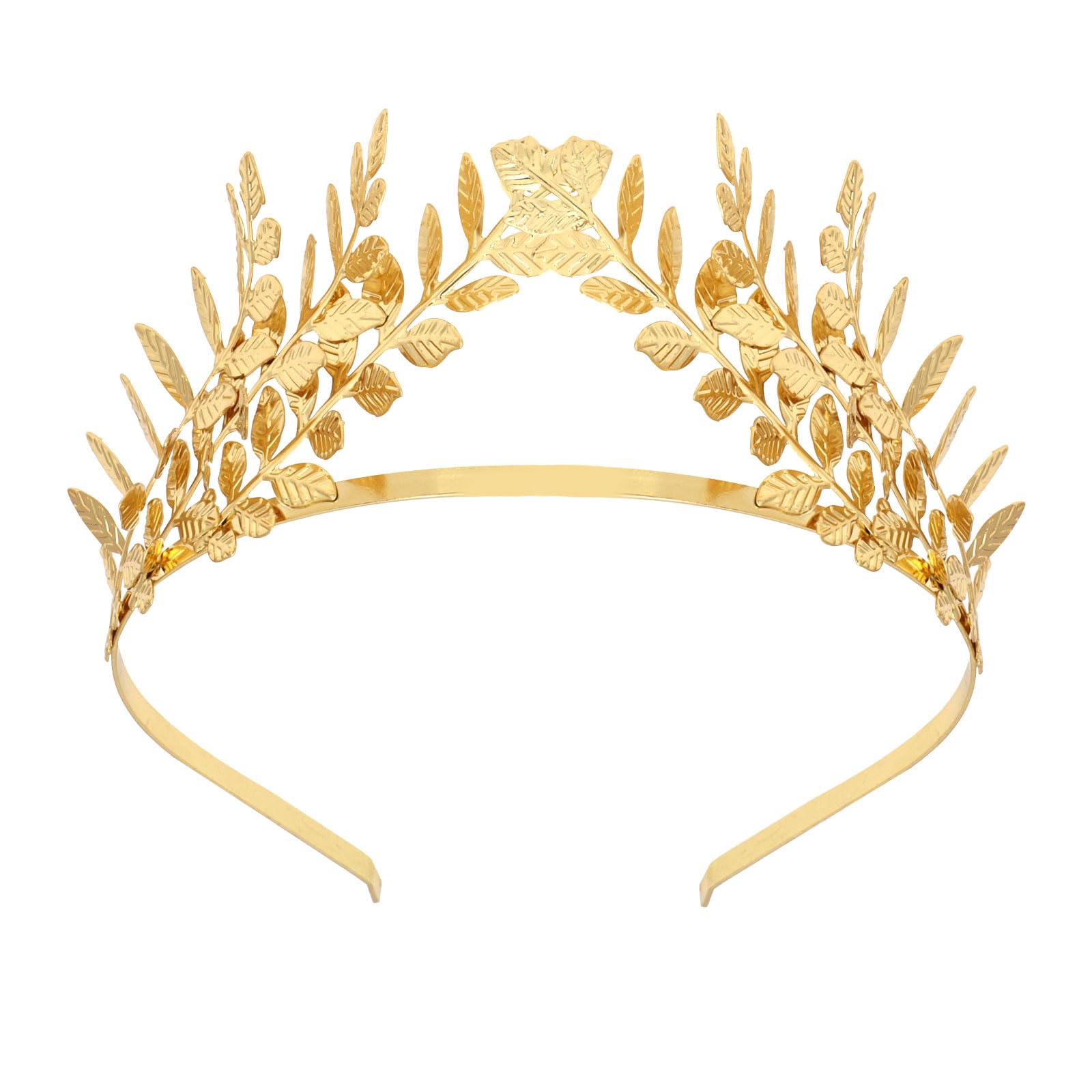 Wecoe 1pc Gold Leaf Headband Headpiece Women Girls Gold Leaf Tiara Crown Flower Girl Bridal Wedding Halo Headband Greek Goddess 