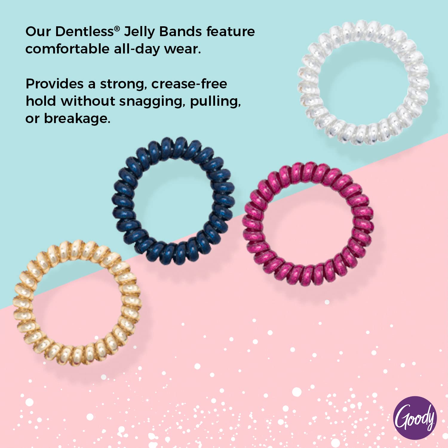 Goody Holiday Ball Coils - 4 Count, Assorted - Jelly Bands Ponytailers Hair Accessories for Men, Women, Boys and Girls to Style