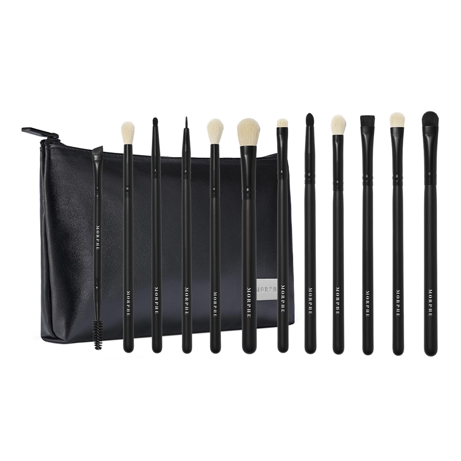 Morphe Eye Obsessed Makeup Brushes - 12 Piece Eyeshadow Brush Set - Lining, Blending & Angled Eyeshadow Brushes - Made with Natu