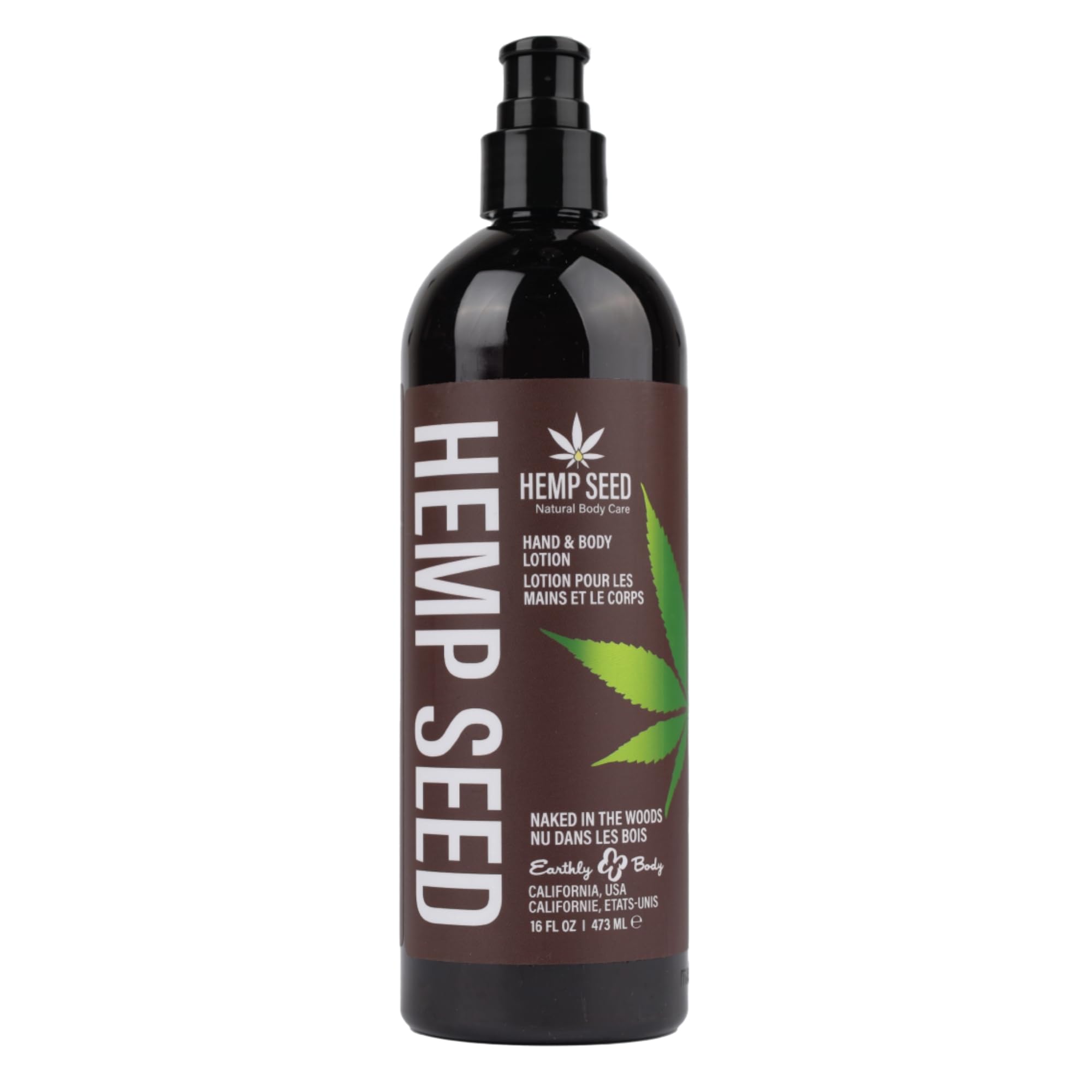 Hemp Seed Hand & Body Lotion, Naked in the Woods Scent - 16 oz. - Soothe Dry Skin - Argan Oil, Hemp Seed Oil - Light, Non-Greasy