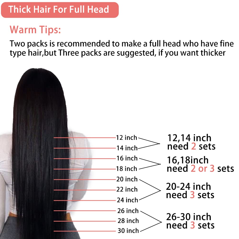 Straight Clip in Hair Extensions for Black Women Brazilian Human Hair Extensions 8Pcs Remy Hair Extensions Clip in Human Hair wi