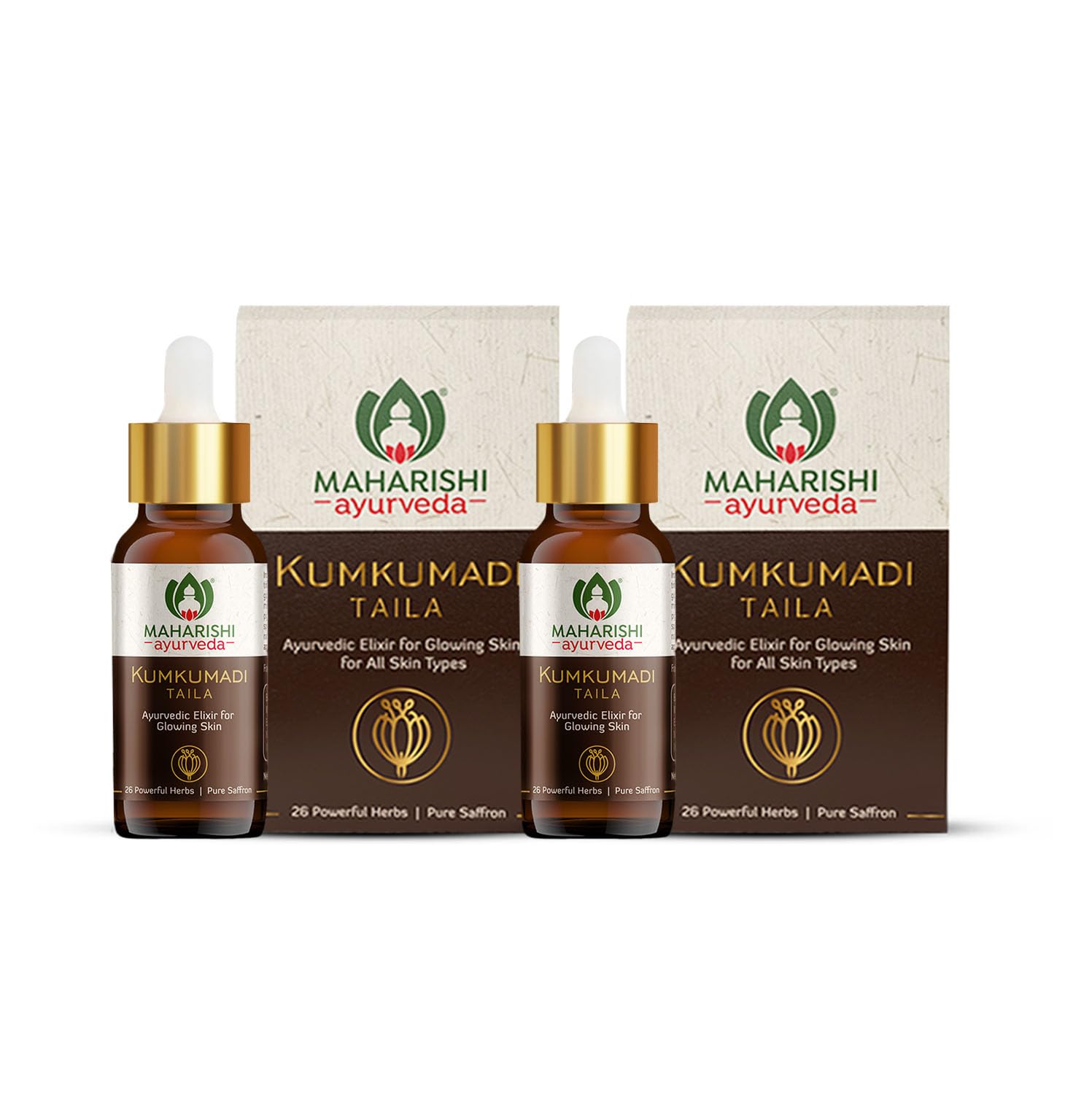 Maharishi Ayurveda Kumkumadi Tailam 10 Ml Pack Of 2 Face Serum Oil For Glowing Skin And Even Complexion Made With Potent Herbs I