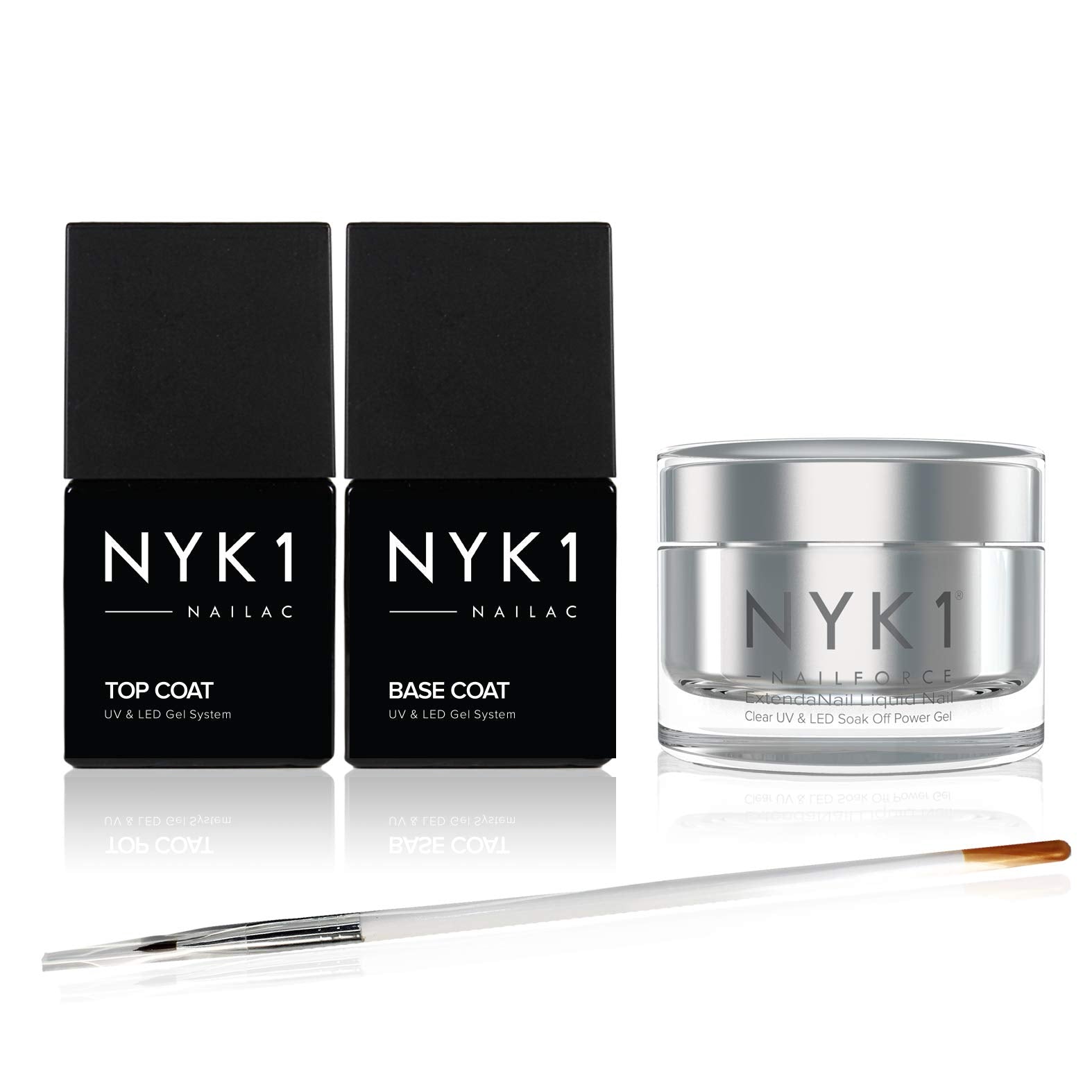 Nyk1 Nail Force Builder Nail Gel With Top And Base Coat Polish Pack Uv And Led Powergel Extendanail Amazing Gel Nail Strengthene