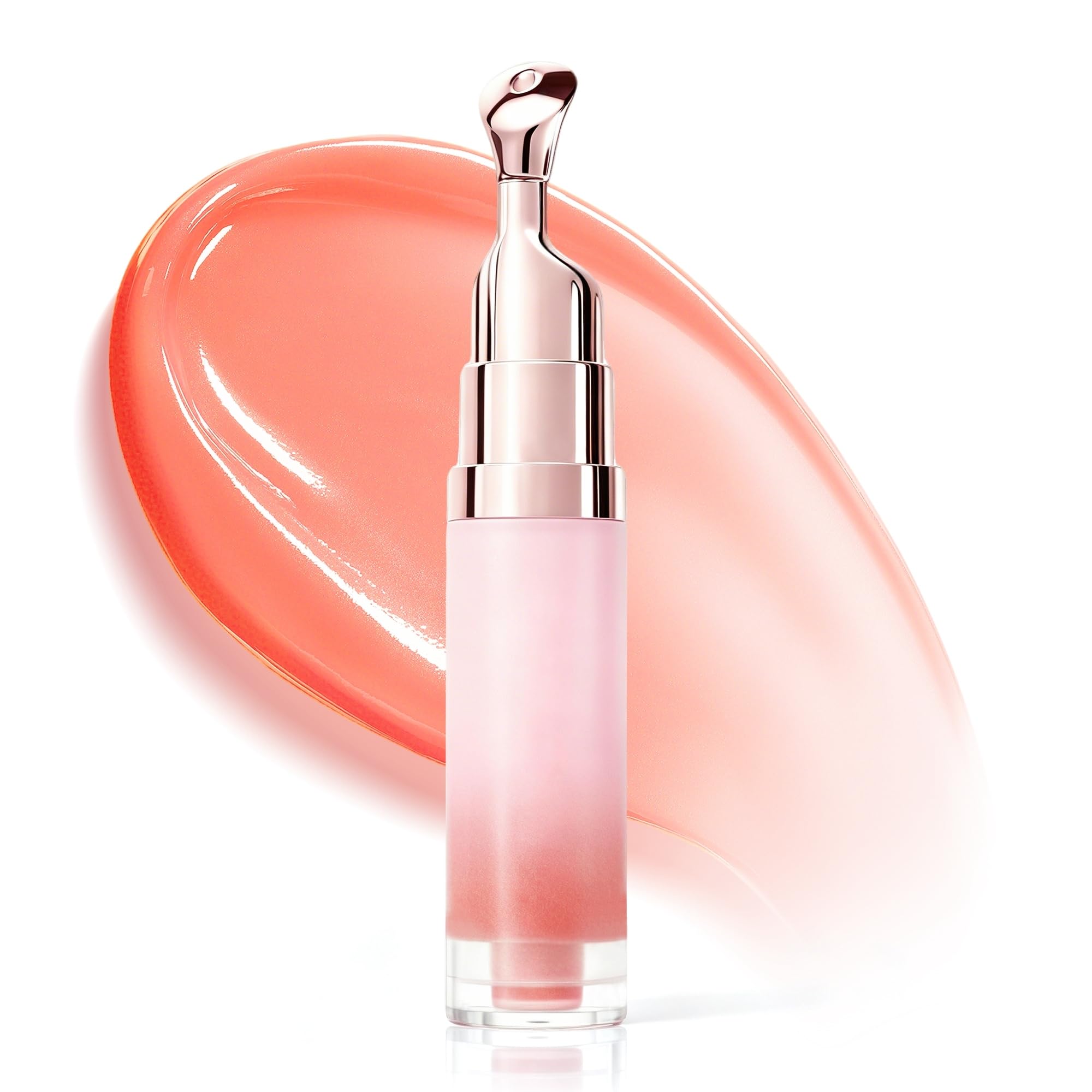 Lip Balm, Hydrating Plumping Lip Oil for Fuller Looking Lips, Moisturizing Brightening Lips Serum with Peptide Squalane, Smooth 