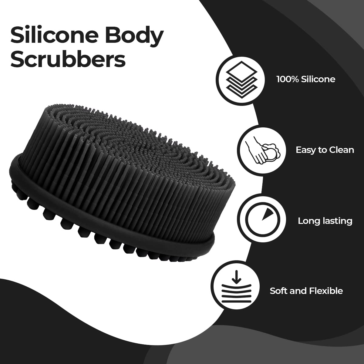 Silicone Body Scrubbers For Use In Shower - Body Scrubber For Men - Silicone Shower Scrubber For Body - Silicone Scrubber Body E