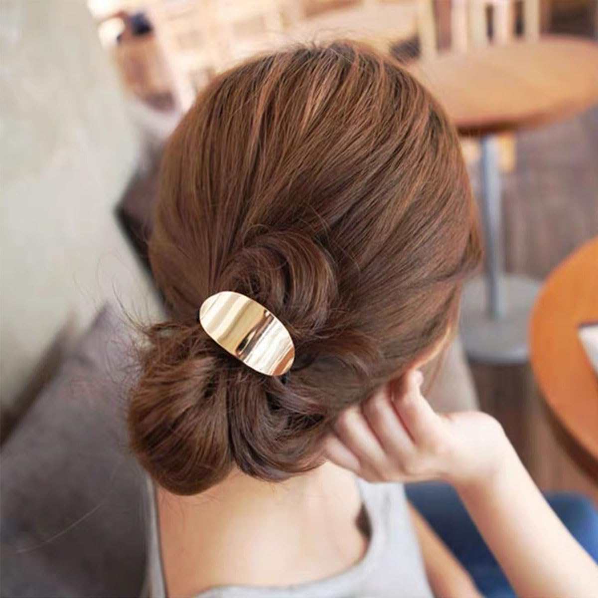 12 PCS Metal Ponytail Holders - Elastic Gothic Punk Leaf Glossy Ellipse Hair Accessories for Women and Girls