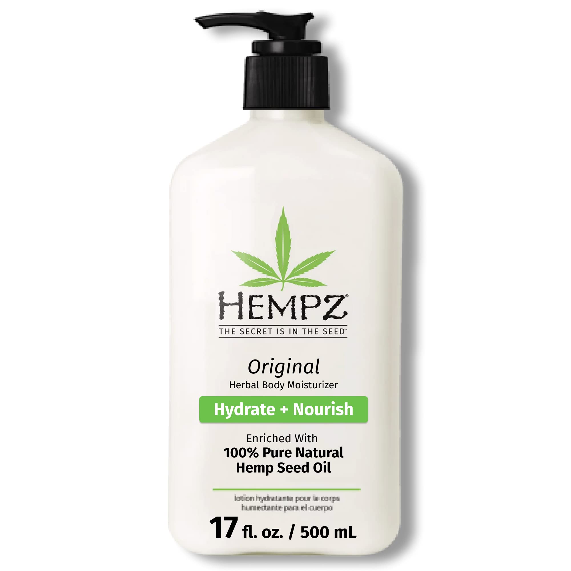 Hempz Original, Natural Hemp Seed Oil Body Moisturizer with Shea Butter and Ginseng, Original Scent, Floral Banana, 17 Fl.Oz ( P