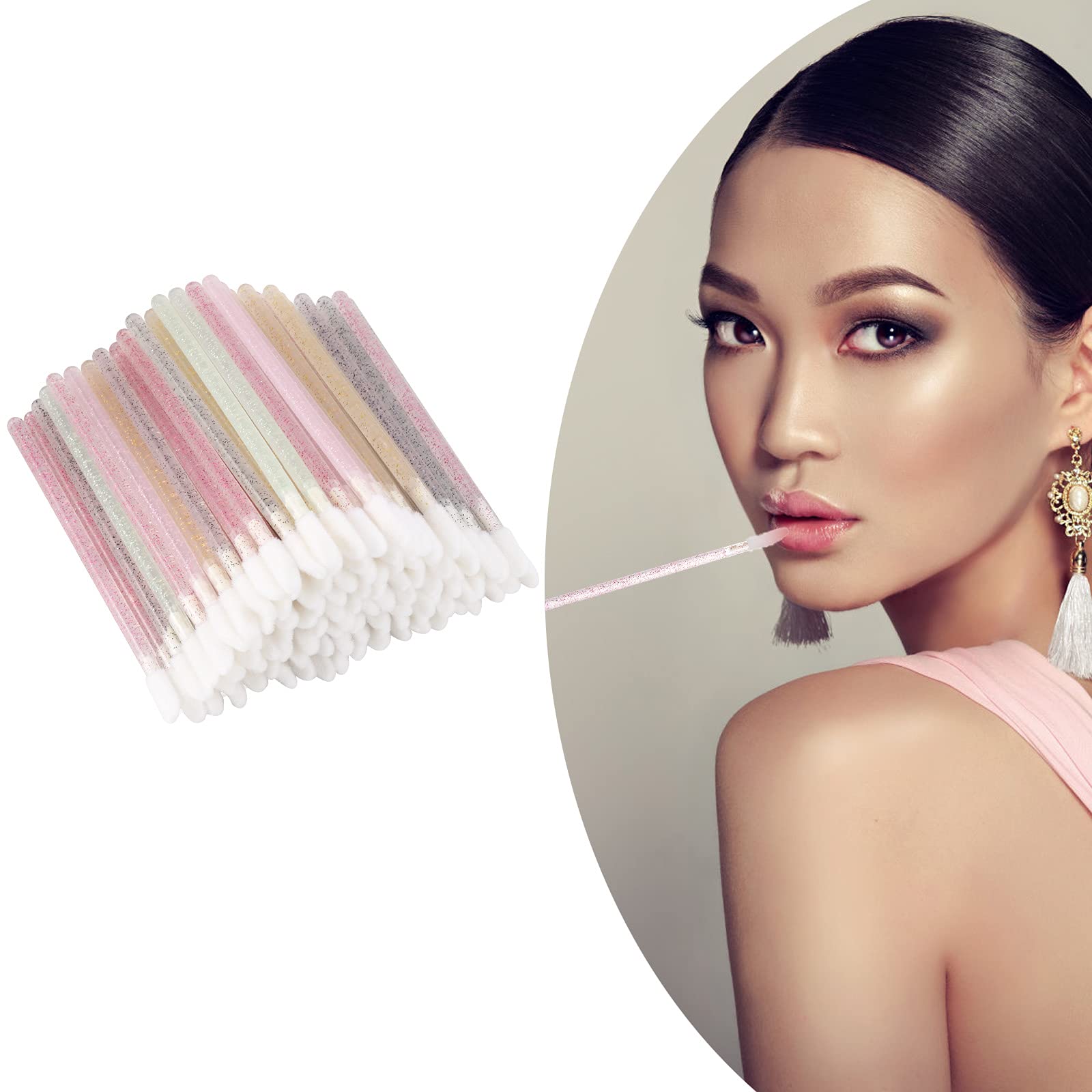 300Pcs/Set Lip Applicators Disposable Lip Brush, Black Lipstick Lip Gloss Wands - Makeup Beauty Tool Kits