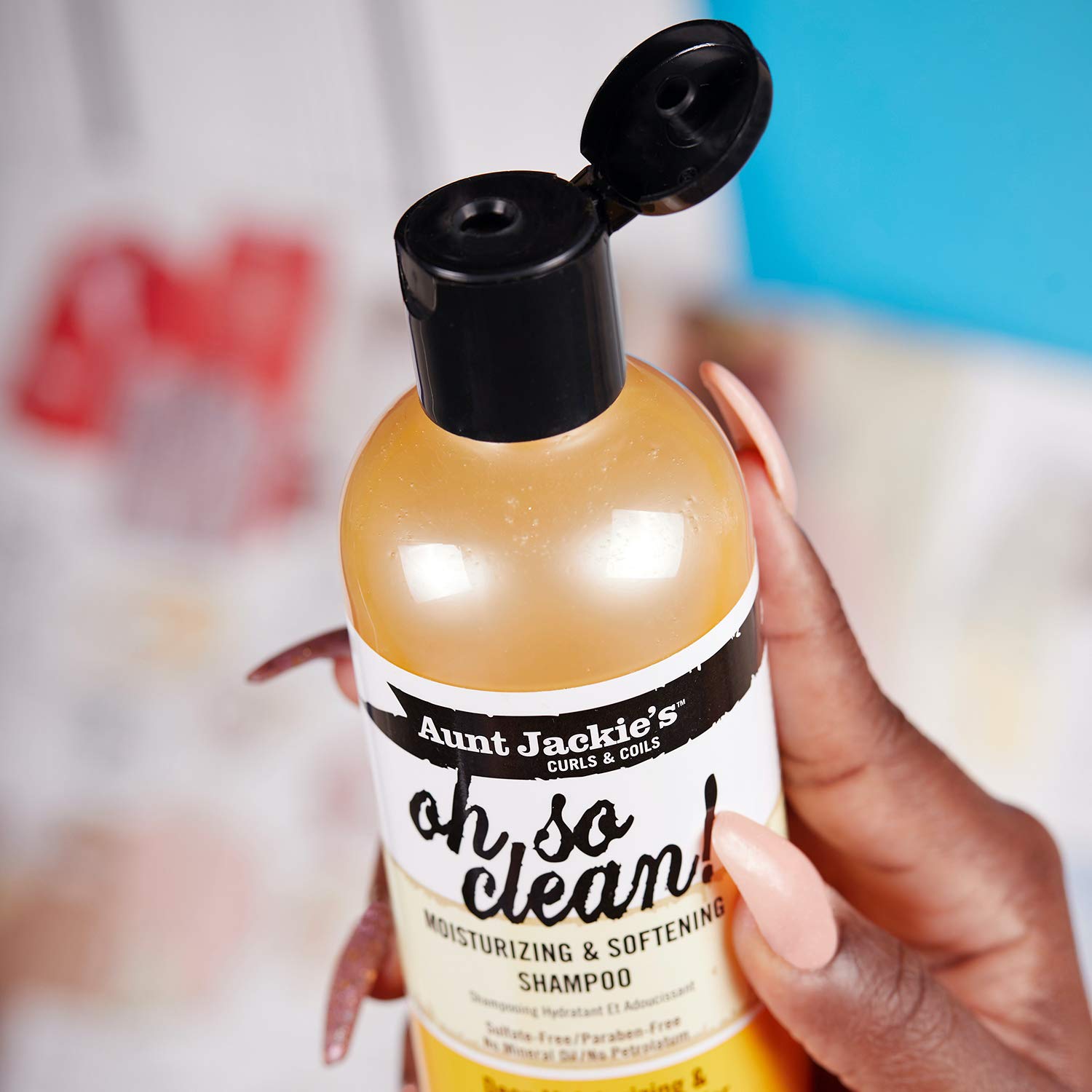 Aunt Jackie's Curls and Coils Oh So Clean Deep Moisturizing and Softening Hair Shampoo for Natural Curls, Coils and Waves, Enric
