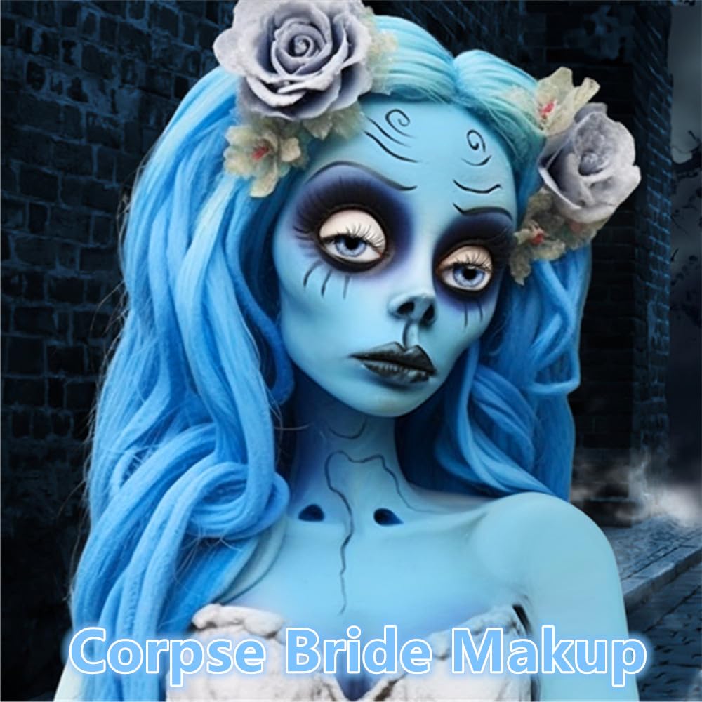 Go Ho Light Blue Face Paint Stick(0.85Oz),Water Based Blue Body Paint Washable,Face Paint Kit Covers Oil-Free,Halloween Cosplay