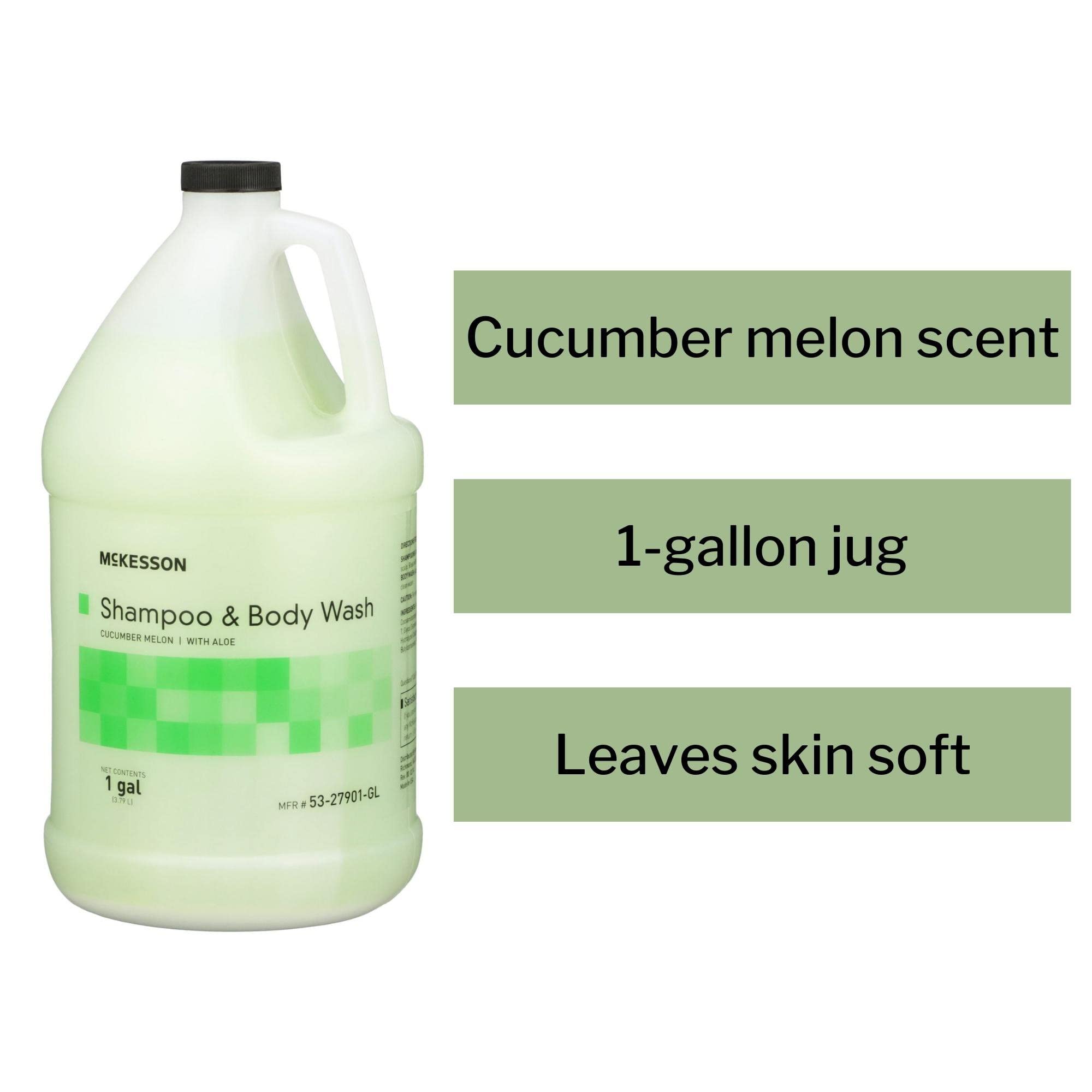 Mckesson Body Wash And Shampoo With Aloe, 1 Gallon, Cucumber Melon