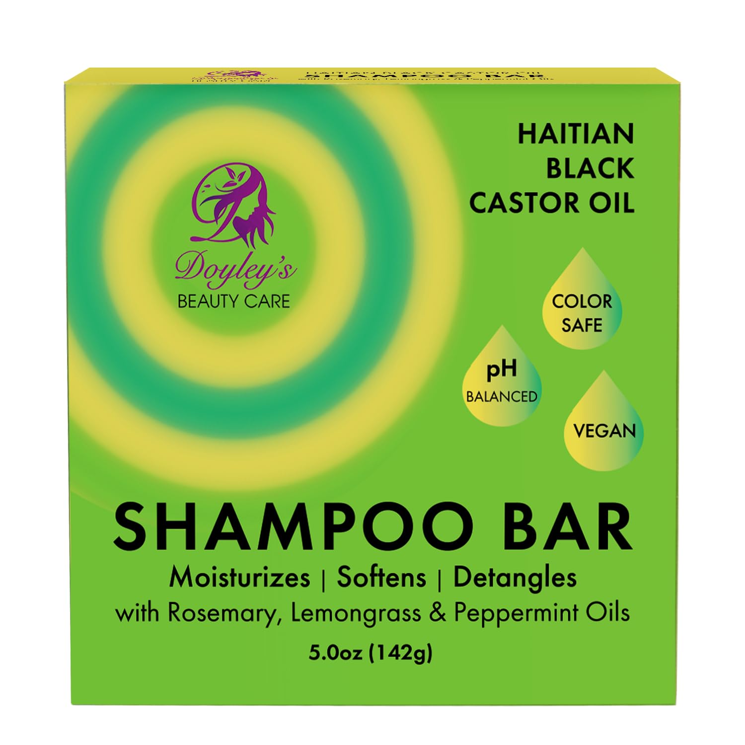 Doyley's Haitian Black Castor Oil Moisturizing Shampoo Bar 5oz | Softens & Detangles | For Thicker Hair | Color Safe, Vegan | Wi