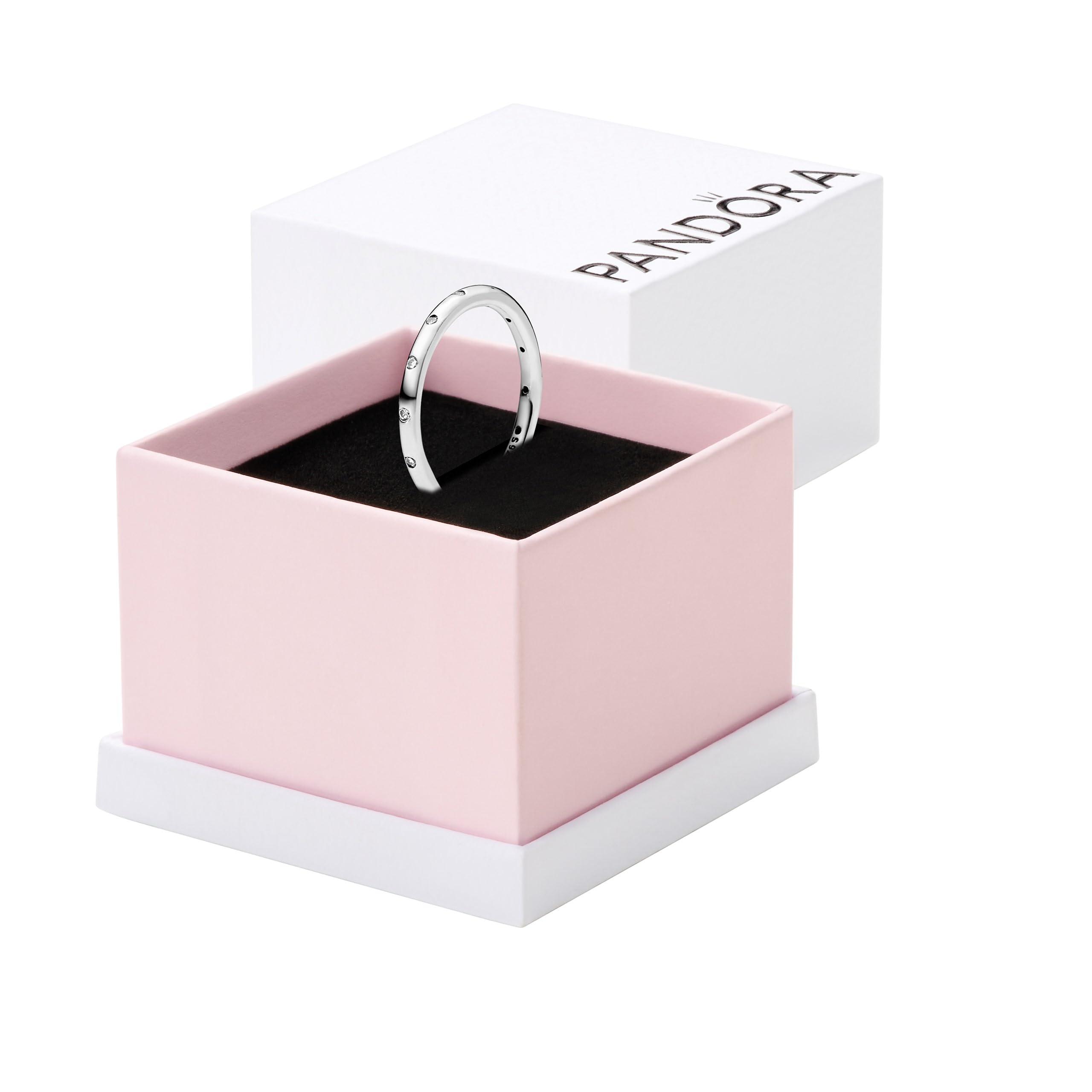 Pandora Simple Sparkling Band Ring - Stackable Sterling Silver Ring for Women - Sterling Silver with Clear Cubic Zirconia - Size