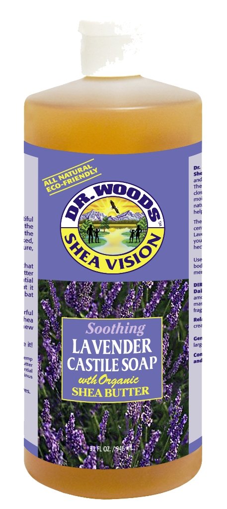 Sylvia's Hair Products Dr. Woods Castile Soaps, Lavender Soap with Shea Butter, 32-Ounce (Pack of 12)