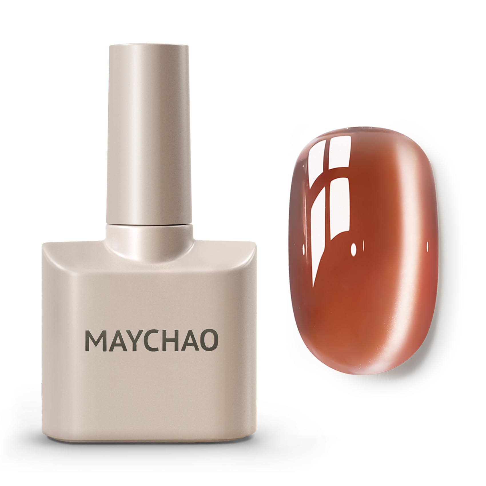 Maychao 15Ml Cat Eye Gel Nail Polish 1Pc Glassy Bronze Gel Polish With Magnet Soak Off Holographic Magnetic Nail Polish For Nail