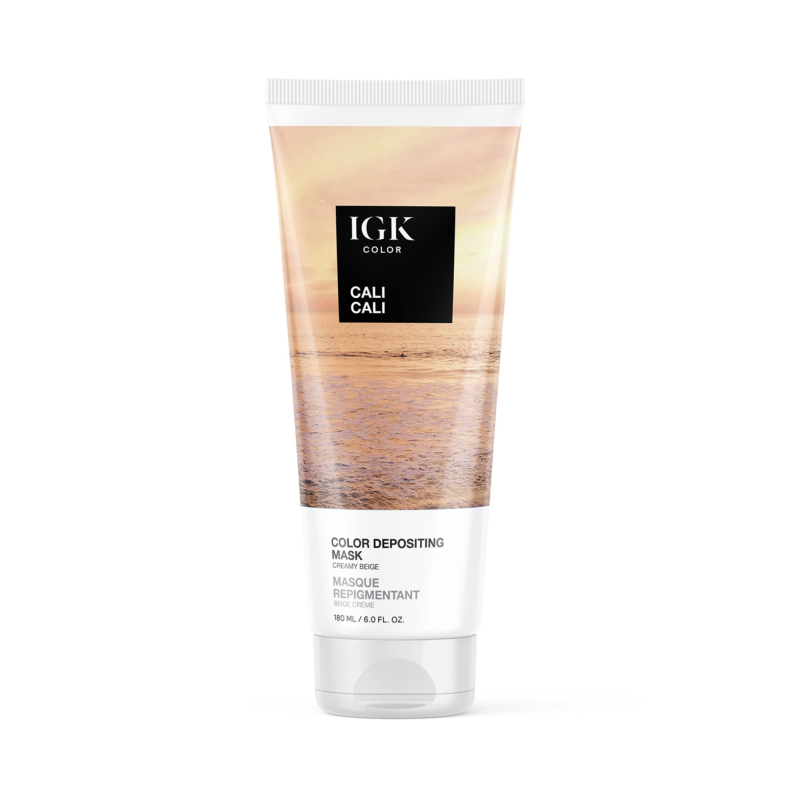 IGK Color Depositing Mask CALI CALI - Creamy Beige | Conditioning + Hydrate + Shine | Vegan + Cruelty Free | 6 Oz