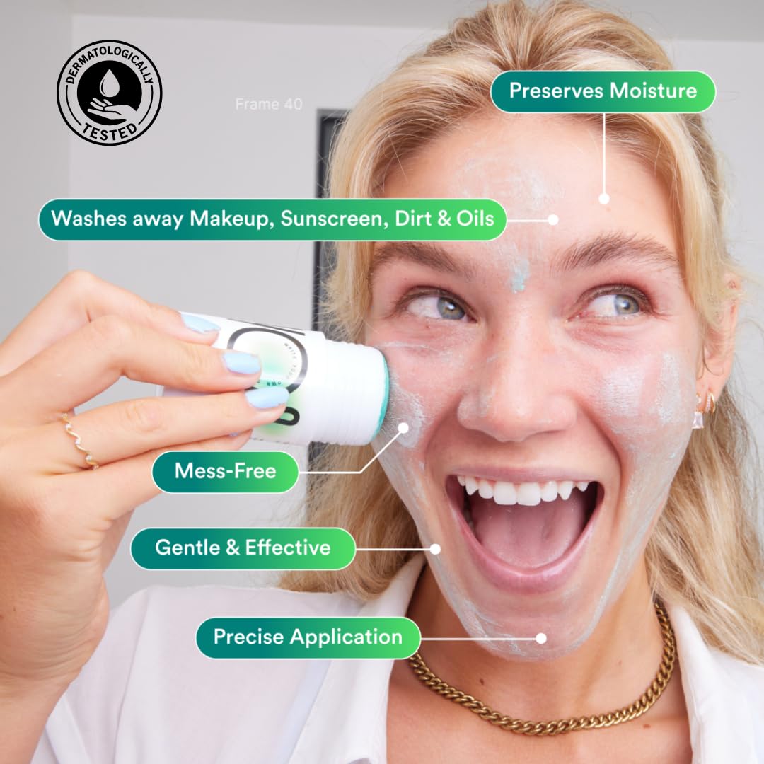 WYOS Face Cleanser Stick, Travel Friendly Leak Free, Vegan, Cruelty Free, Sulfate Free, Paraben Free, Gentle Sensitive Skin Make
