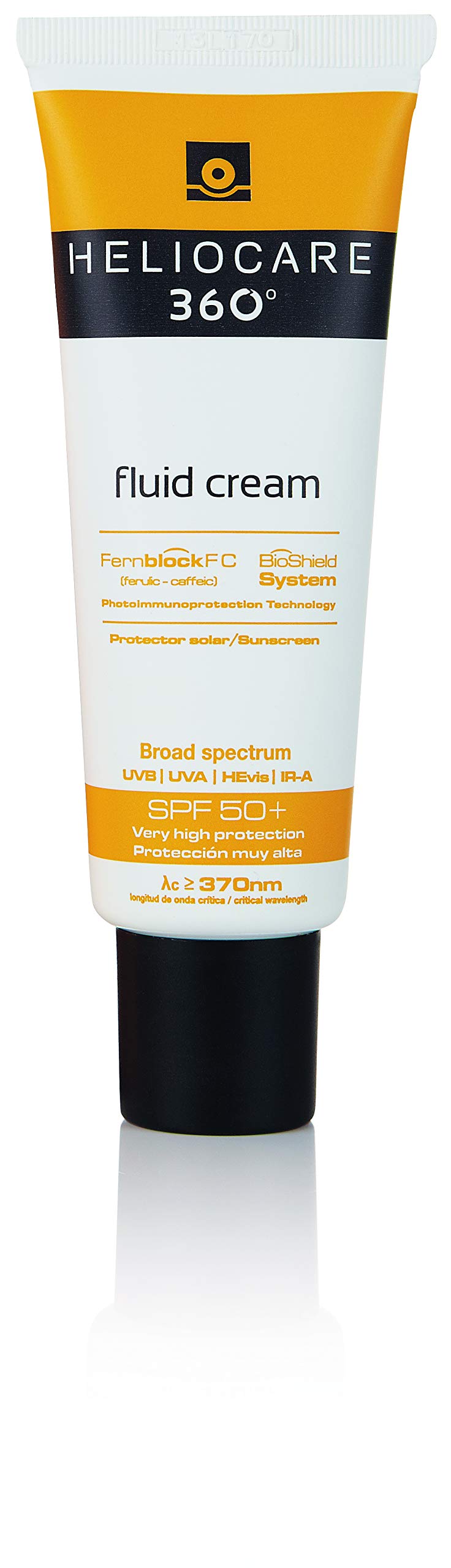 Heliocare 360 Fluid Cream SPF50+ 50ml / Sun Cream for Face/Daily UVA, UVB Visible Light and Infrared-A Anti-Ageing Sunscreen Pro