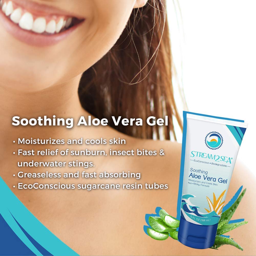 STREAM 2 SEA Soothing Aloe Vera Gel, Reef Safe Paraben Free All Natural Underwater Sting and Sunburn Relief, After Sun Care for