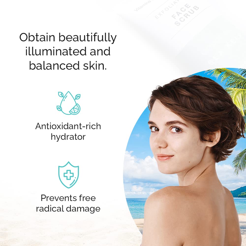 Vitamins And Sea Beauty, Hydrating Exfoliating Face Cleansing Wash Scrub, Deep Pore Cleanser With Monoi Oil And Sea Kelp Seaweed