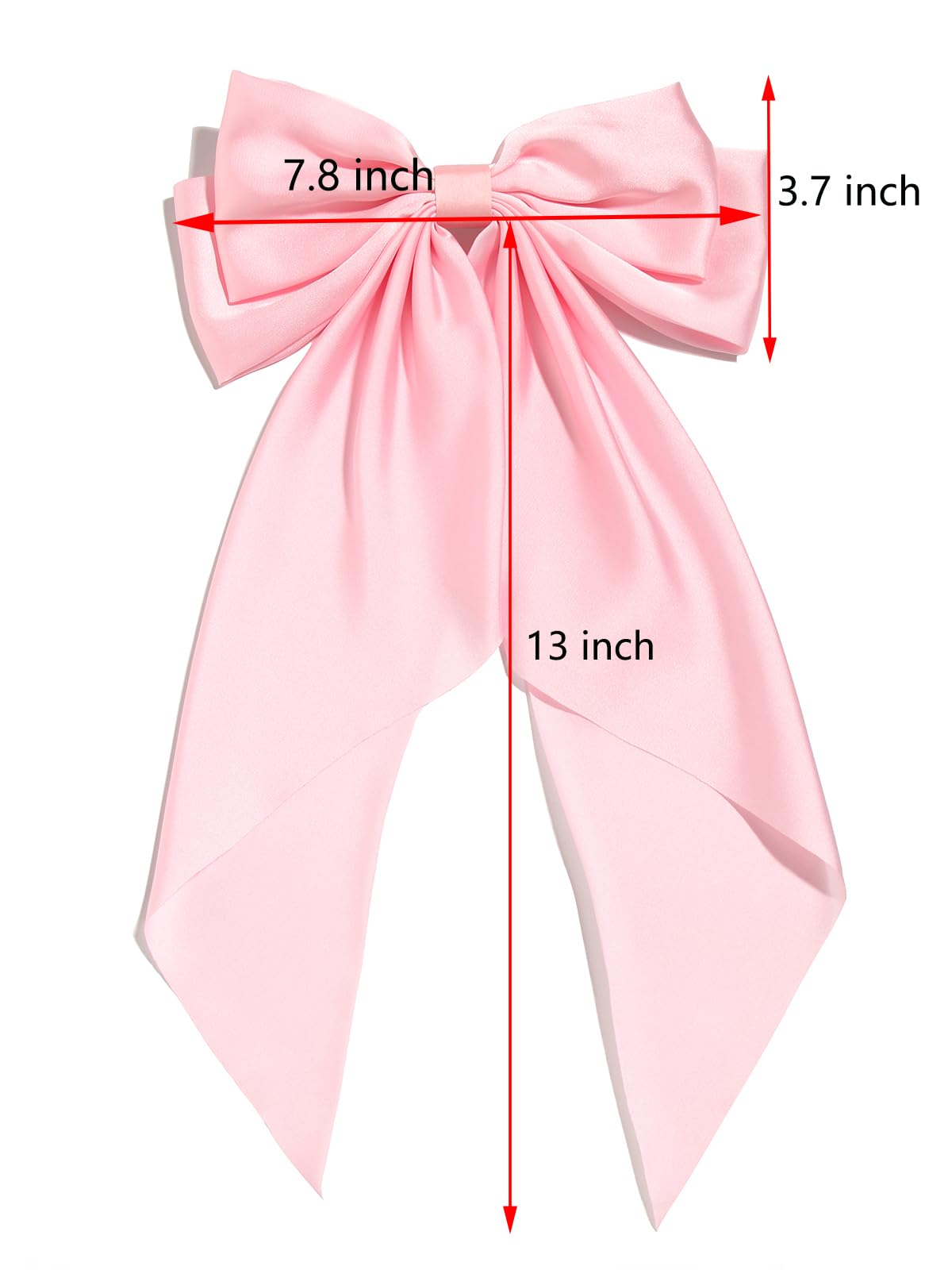 Susulu Pink Hair Bows For Women, 2Pcs Big Hair Bows Long-Tail Pink Ribbon Bows Hot Pink Hair Bows Accessories Hair Barrettes Par