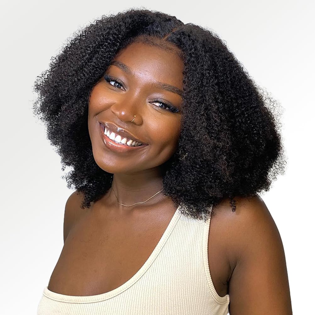 Beauhair Black Kinkycurly 4c Edge Wig Human Hair 4x4 HD Lace Afro kinky closure Wig for Balck Women Lace Pre Cut Glueless Wigs 2